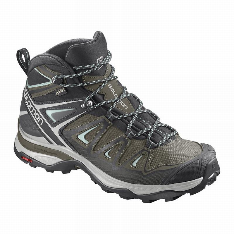 Salomon Israel X ULTRA 3 MID GORE-TEX - Womens Hiking Boots - Olive/Black (EHNY-25639)